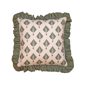 Palm Frill Cushion in Forest