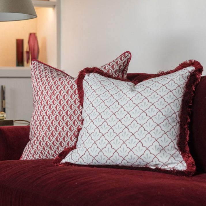 Amer Trellis Cotton Linen in burgundy by haveli design