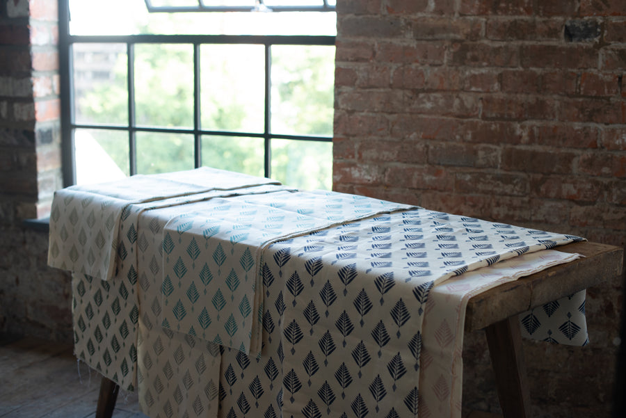 palm linen in turquoise by haveli design