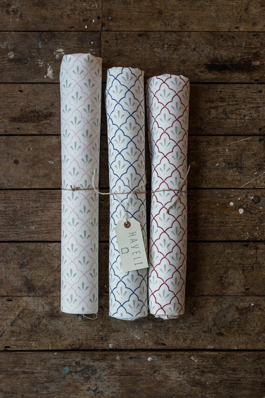 Amer Trellis Cotton Linen in Indigo by haveli design