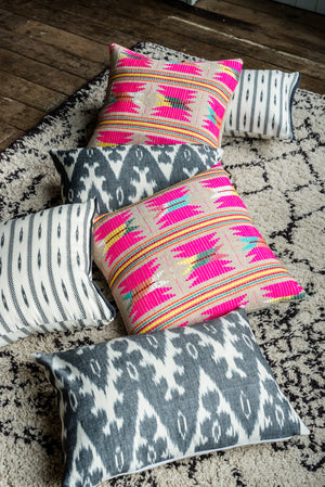 abelia woven cushion in pink haveli design
