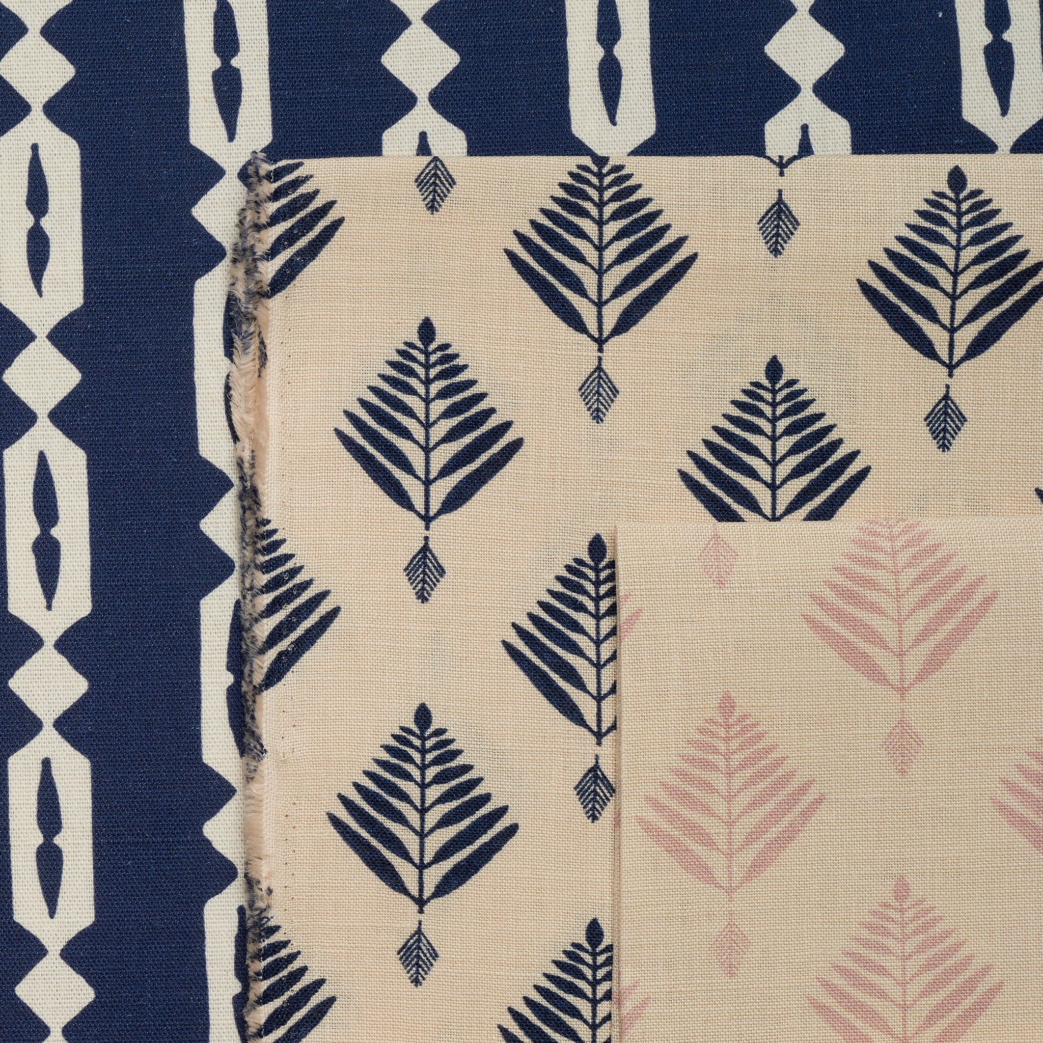 palm linen fabric in indigo by haveli design