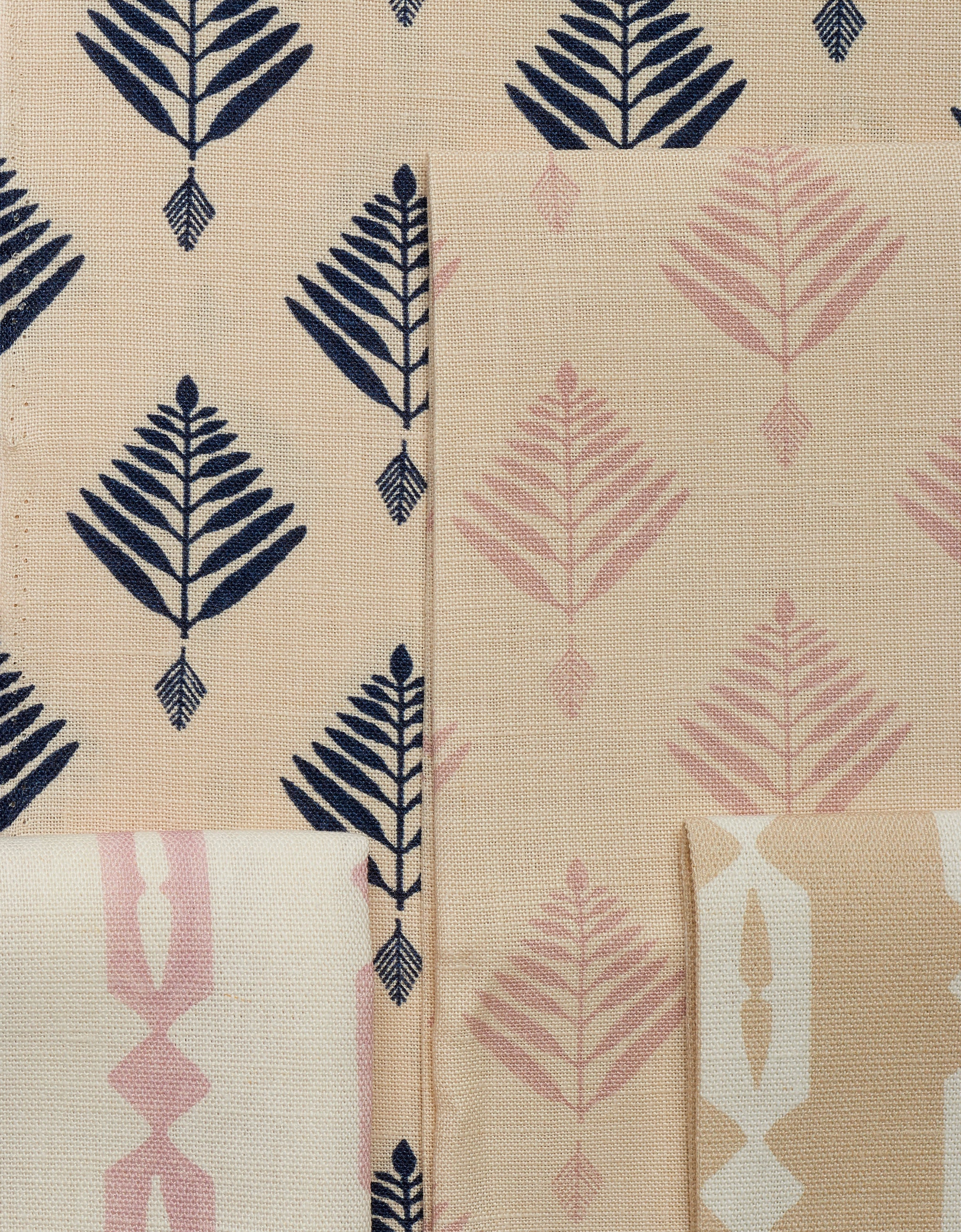 palm linen fabric in pale rose by haveli design