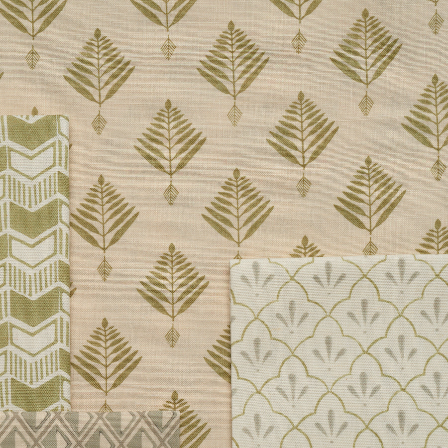 palm linen fabric in celadon by haveli design